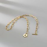 Stainless Steel Flower OT Buckle Choker Necklace
