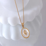 Stainless Steel Flower Tulips Seashell Pendant Necklace Women Girl Birthday