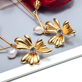 Flower Dangle Long Earrings Big Drop Jewelry Women