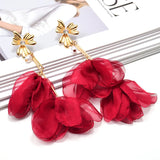 Flower Dangle Long Earrings Big Drop Jewelry Women