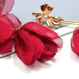 Flower Dangle Long Earrings Big Drop Jewelry Women