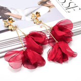 Flower Dangle Long Earrings Big Drop Jewelry Women