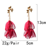 Flower Dangle Long Earrings Big Drop Jewelry Women