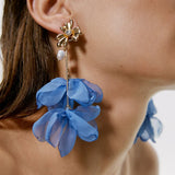 Flower Dangle Long Earrings Big Drop Jewelry Women