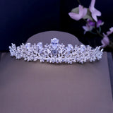 Vintage Prong Setting Leaf CZ Wedding Tiara