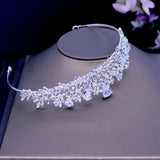 Vintage Prong Setting Leaf CZ Wedding Tiara