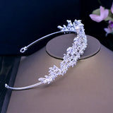 Vintage Prong Setting Leaf CZ Wedding Tiara