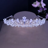 Vintage Prong Setting Leaf CZ Wedding Tiara