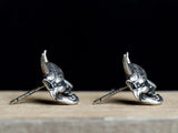925 Silver Skeleton Skull Stud Earrings Halloween Gift