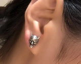 925 Silver Skeleton Skull Stud Earrings Halloween Gift