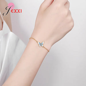 Arrival 925 Sterling Silver Butterfly Charm Bracelet for Women Girls