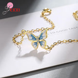 Arrival 925 Sterling Silver Butterfly Charm Bracelet for Women Girls
