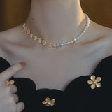 Sweet Camellia Flower Pearl 14K Filled Necklace
