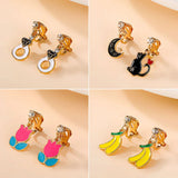 Moon Shape Cat Ear Clip Earrings for Girls Party