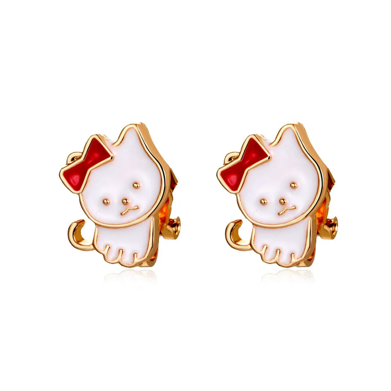 Moon Shape Cat Ear Clip Earrings for Girls Party
