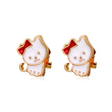 Moon Shape Cat Ear Clip Earrings for Girls Party