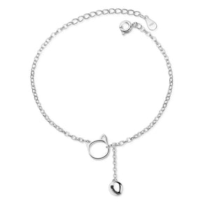 Arrival Tassel Hollow Cat Bell Bracelet 925 Sterling Silver Jewelry