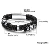 Stainless Steel Bracelet for Men Leather Knitted Magnetic Clasp
