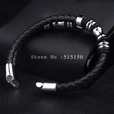 Stainless Steel Bracelet for Men Leather Knitted Magnetic Clasp