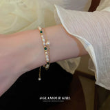 Arrival Contrast Stitched Double-layer Bracelet Natural Freshwater Pearl