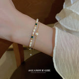 Arrival Contrast Stitched Double-layer Bracelet Natural Freshwater Pearl