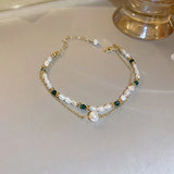 Arrival Contrast Stitched Double-layer Bracelet Natural Freshwater Pearl