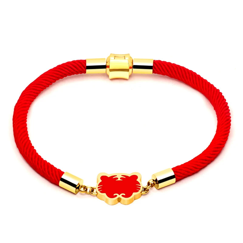 Creative Tiger Year Magnet Bangle Lucky Red Rope Bracelet
