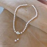 Baroque Pearl Flower Necklace 14K Filled Jewelry
