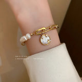 Arrival Smile Face 14K Gold Filled Pearl Charm Bracelet