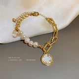 Arrival Smile Face 14K Gold Filled Pearl Charm Bracelet