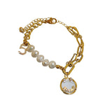 Arrival Smile Face 14K Gold Filled Pearl Charm Bracelet