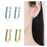 Turquoise Earrings Silver 925 Zircon Bijou
