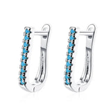 Turquoise Earrings Silver 925 Zircon Bijou