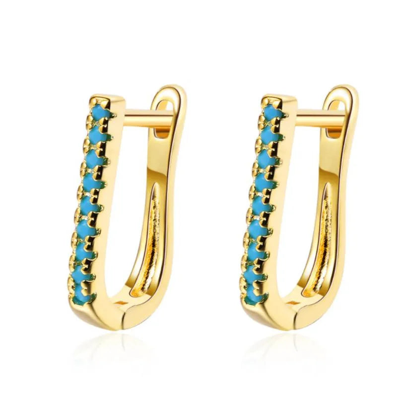Turquoise Earrings Silver 925 Zircon Bijou