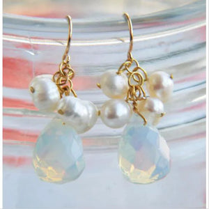 Milky Drip Opal Pearl 14k Dangle Earring Wedding Gift