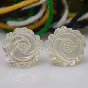 AA South Sea Shell Flower Earrings Fine Silver Women's Jewelry