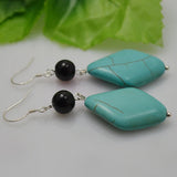 Arrival Unique AA Turquoise Earrings Agate Square Turquoise Jewelry