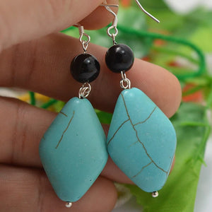 Arrival Unique AA Turquoise Earrings Agate Square Turquoise Jewelry