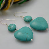 AA Turquoise Heart Earrings S925 Silver Dangle