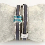Rhinestone Bling Charm Wrap Bracelet Leather Magnetic Clasp