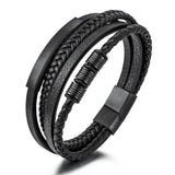 Unisex 4 Layer Leather Bracelet Metal Decoration Rope Wrist Jewelry