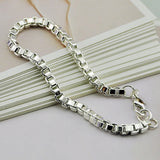 Unisex 925 Sterling Silver Bracelet 4MM Original Silver Box Chain
