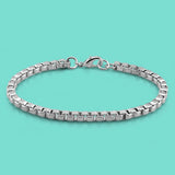 Unisex 925 Sterling Silver Bracelet 4MM Original Silver Box Chain