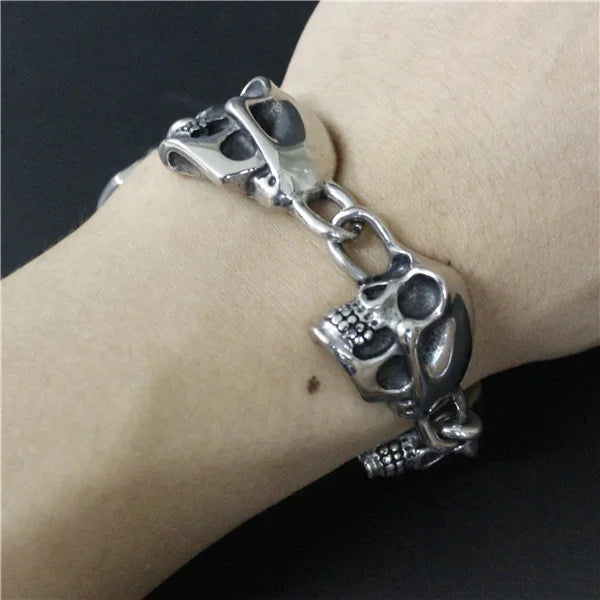 Skull Head Bracelet Stainless Steel Biker Style Man Bracelet