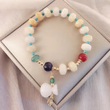 Vintage Lucky Bag Natural Jade Bracelets for Women Handemade Crystal Bea