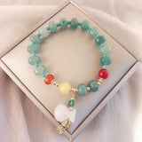 Vintage Lucky Bag Natural Jade Bracelets for Women Handemade Crystal Bea