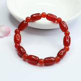 Vintage Red Natural Agate Beaded Bracelet for Women