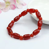 Vintage Red Natural Agate Beaded Bracelet for Women