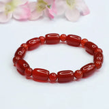 Vintage Red Natural Agate Beaded Bracelet for Women