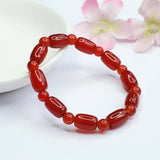 Vintage Red Natural Agate Beaded Bracelet for Women